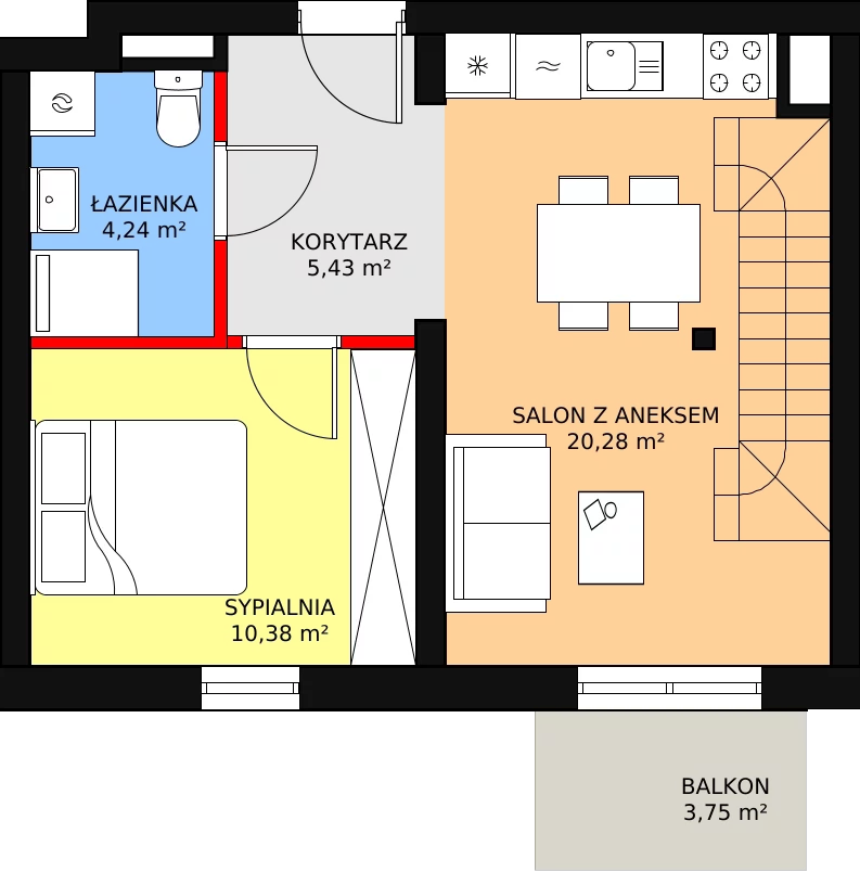 Mieszkanie 50,96 m², piętro 3, oferta nr B4/3/36, MONTANO, Polanica-Zdrój, al. Zwycięzców