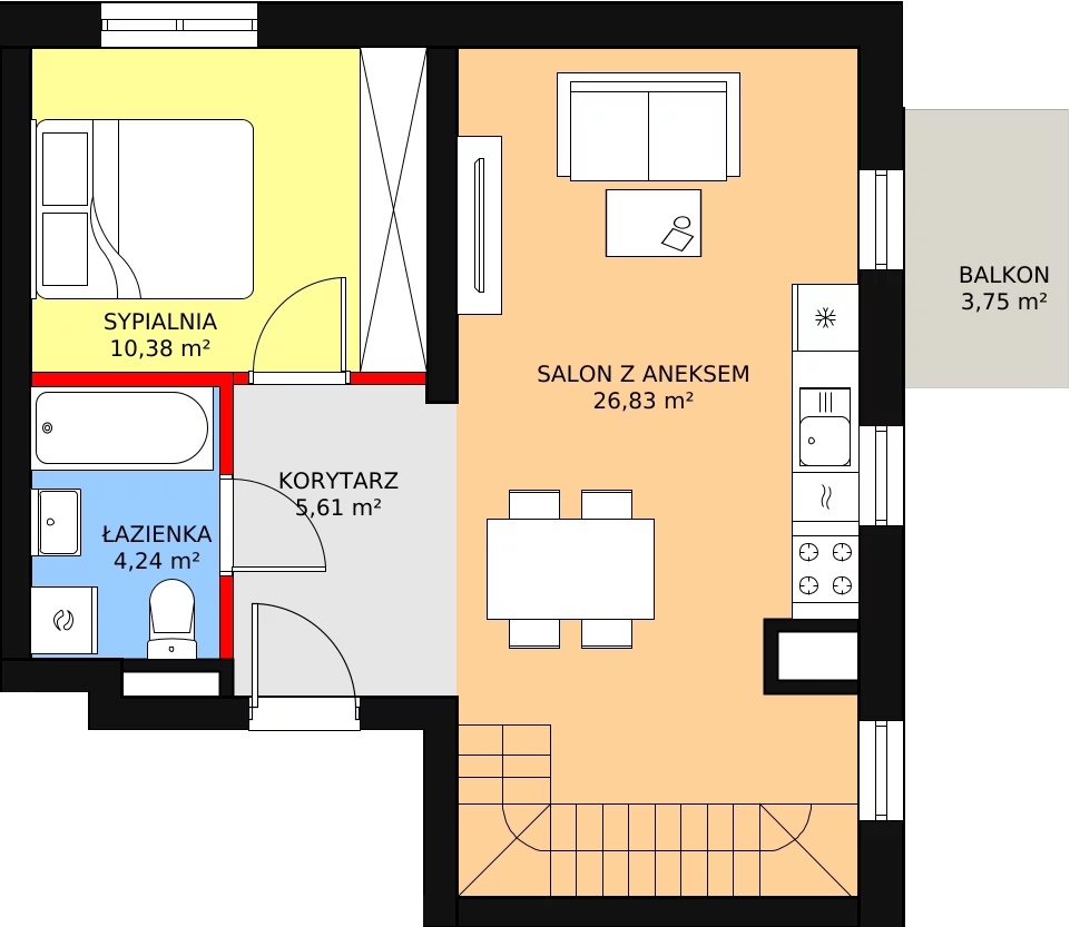 Mieszkanie 60,21 m², piętro 3, oferta nr B4/3/39, MONTANO, Polanica-Zdrój, al. Zwycięzców