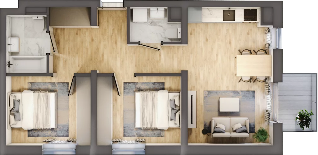 3 pokoje, mieszkanie 60,51 m², piętro 3, oferta nr B4/3/38, MONTANO, Polanica-Zdrój, al. Zwycięzców
