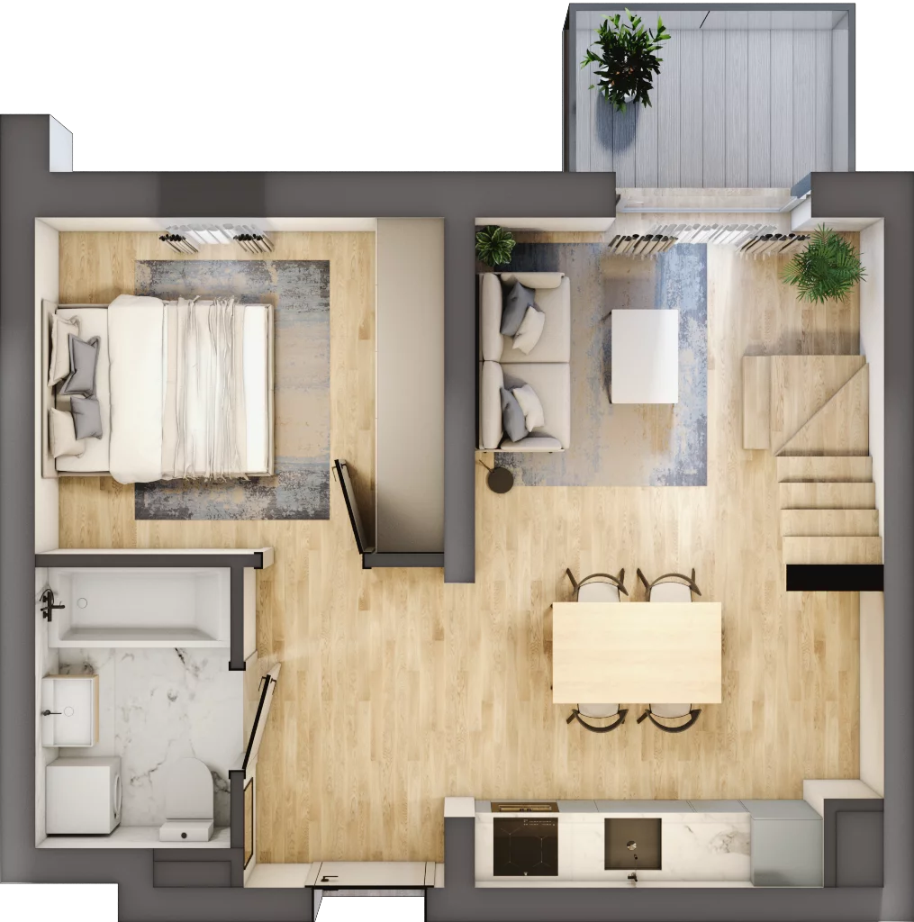 2 pokoje, mieszkanie 50,96 m², piętro 3, oferta nr B4/3/40, MONTANO, Polanica-Zdrój, al. Zwycięzców