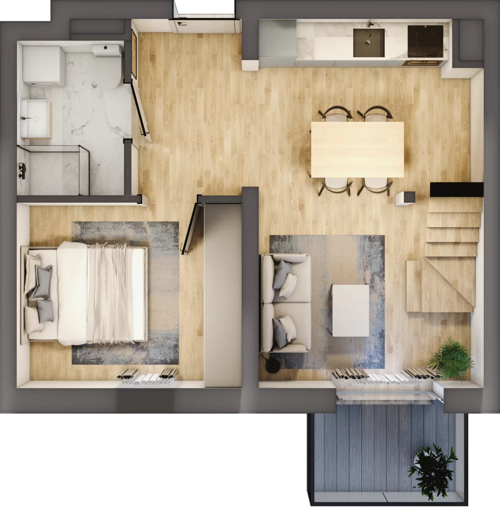 2 pokoje, mieszkanie 50,96 m², piętro 3, oferta nr B4/3/36, MONTANO, Polanica-Zdrój, al. Zwycięzców