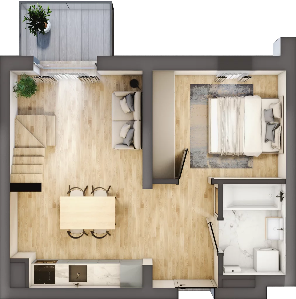 2 pokoje, mieszkanie 51,06 m², piętro 3, oferta nr B4/3/33, MONTANO, Polanica-Zdrój, al. Zwycięzców