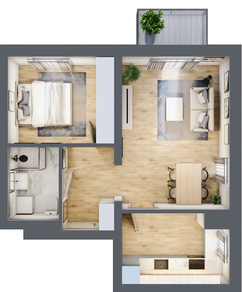 2 pokoje, mieszkanie 46,37 m², piętro 1, oferta nr B4/1/23, MONTANO, Polanica-Zdrój, al. Zwycięzców