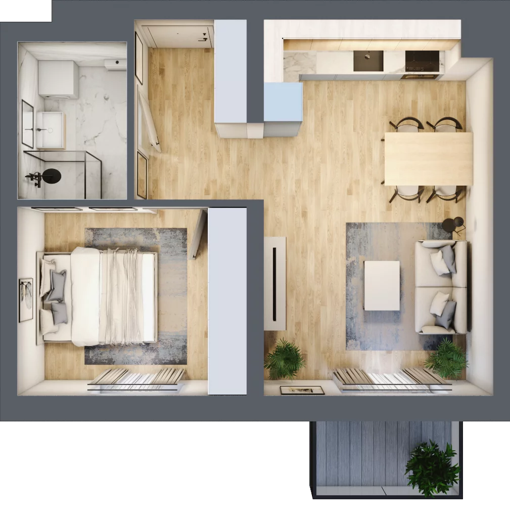 2 pokoje, mieszkanie 40,15 m², piętro 1, oferta nr B4/1/20, MONTANO, Polanica-Zdrój, al. Zwycięzców