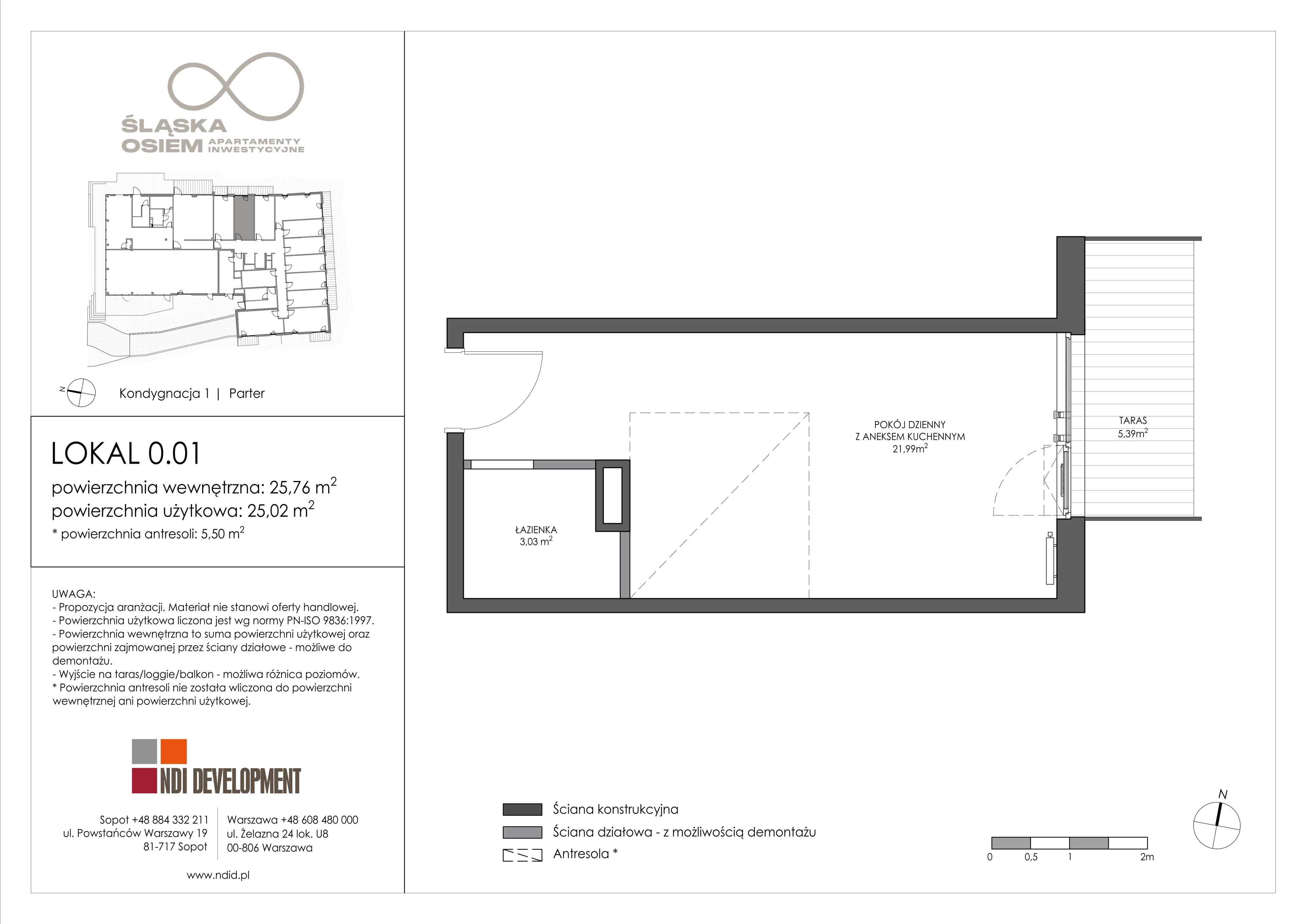 1 pokój, apartament inwestycyjny 25,76 m², parter, oferta nr 0.01, Śląska Osiem, Gdańsk, Przymorze, ul. Śląska 8