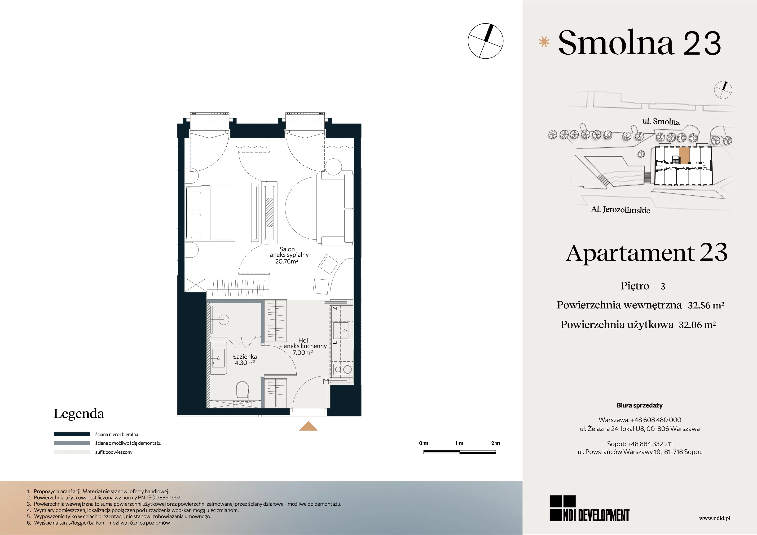 1 pokój, lokal inwestycyjny 32,56 m², piętro 3, oferta nr U_4_23, Smolna 23, Warszawa, Śródmieście, ul. Smolna 23