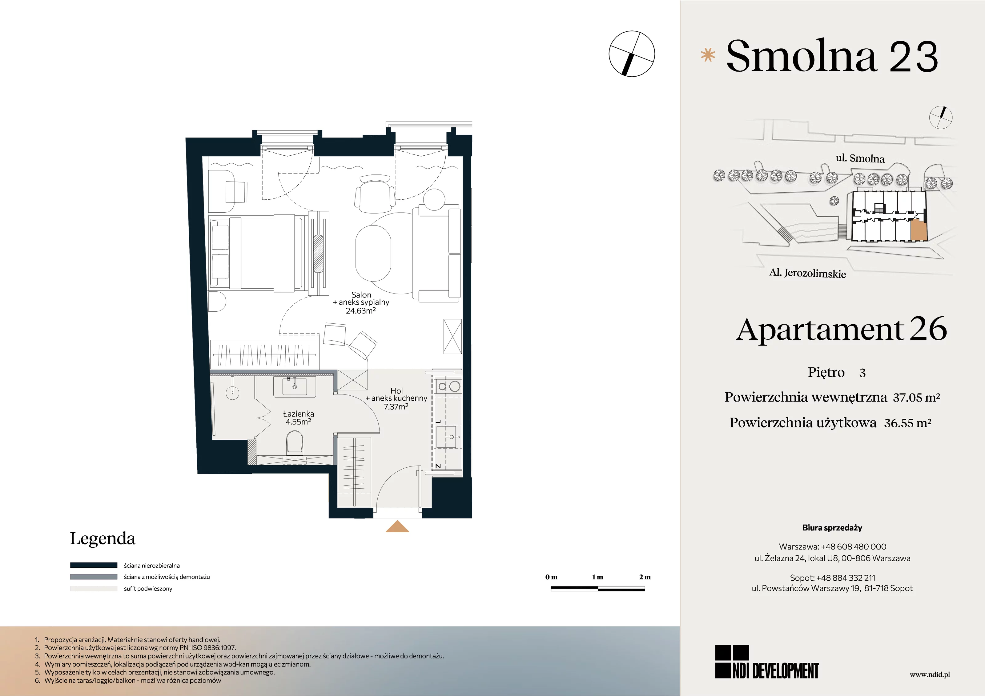 1 pokój, lokal inwestycyjny 37,05 m², piętro 3, oferta nr U_4_26, Smolna 23, Warszawa, Śródmieście, ul. Smolna 23