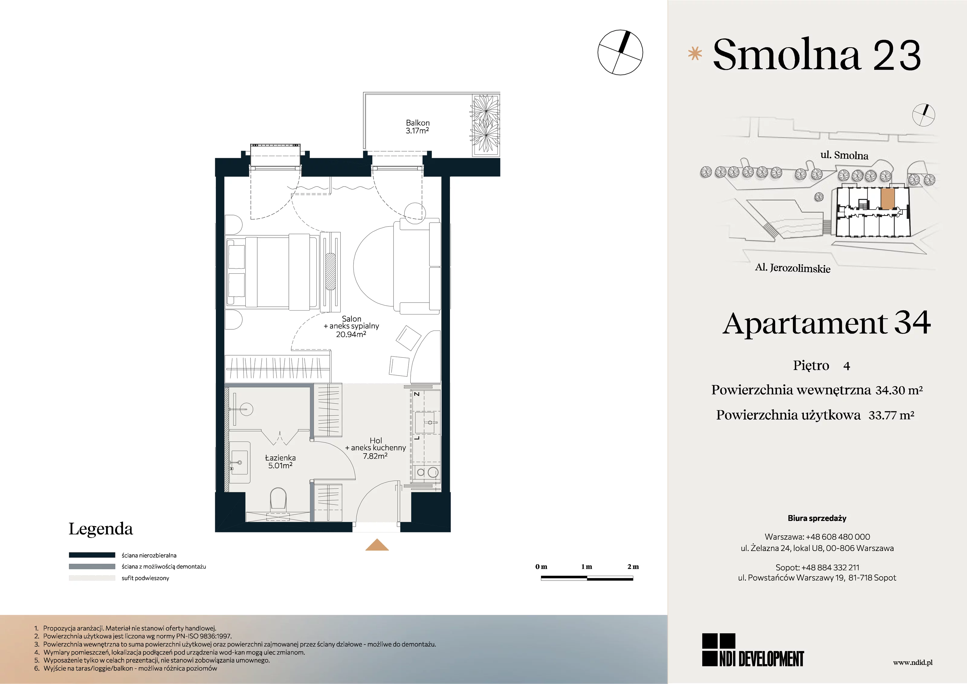 1 pokój, lokal inwestycyjny 34,30 m², piętro 4, oferta nr U_5_34, Smolna 23, Warszawa, Śródmieście, ul. Smolna 23