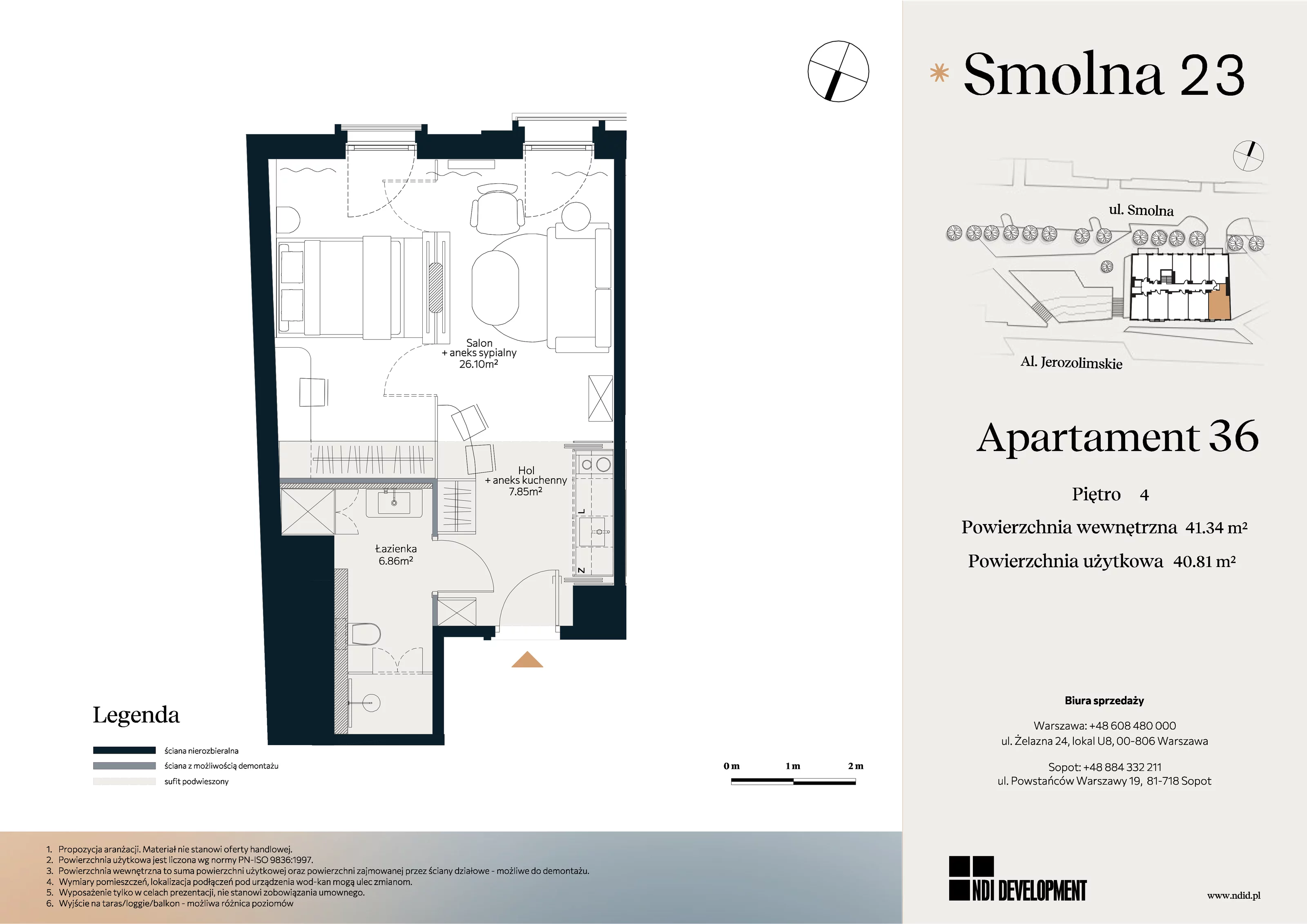 1 pokój, lokal inwestycyjny 41,34 m², piętro 4, oferta nr U_5_36, Smolna 23, Warszawa, Śródmieście, ul. Smolna 23