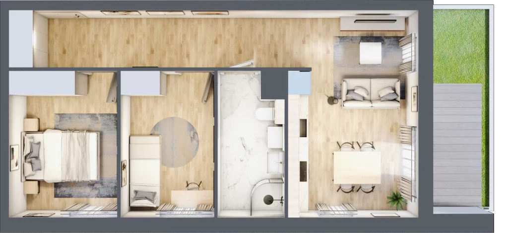 3 pokoje, mieszkanie 56,25 m², parter, oferta nr 9B.4, Zielona Przystań, Poznań, Naramowice, ul. Błażeja 9
