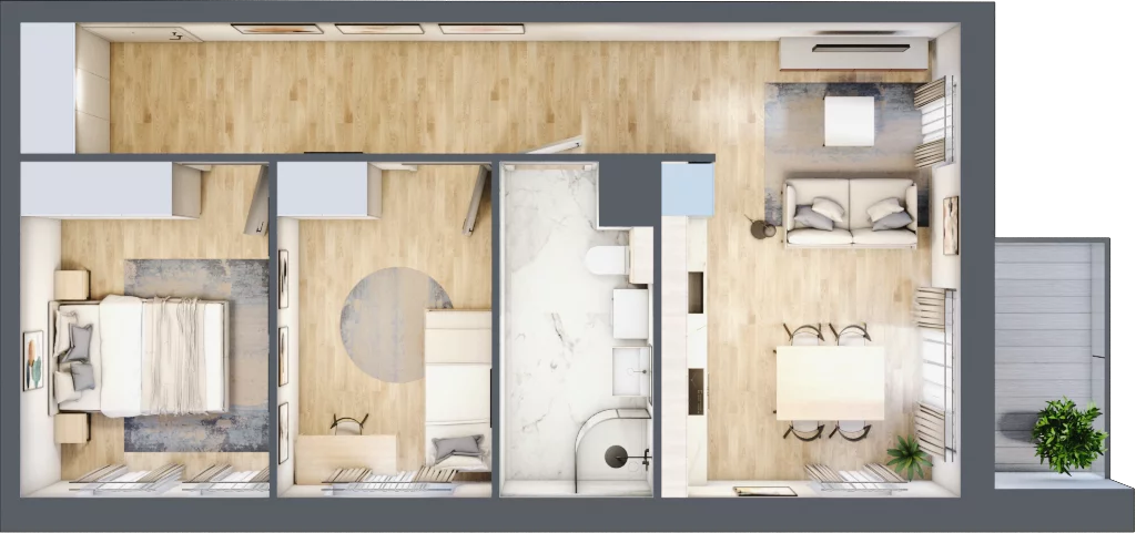 3 pokoje, mieszkanie 56,25 m², piętro 1, oferta nr 9B.9, Zielona Przystań, Poznań, Naramowice, ul. Błażeja 9