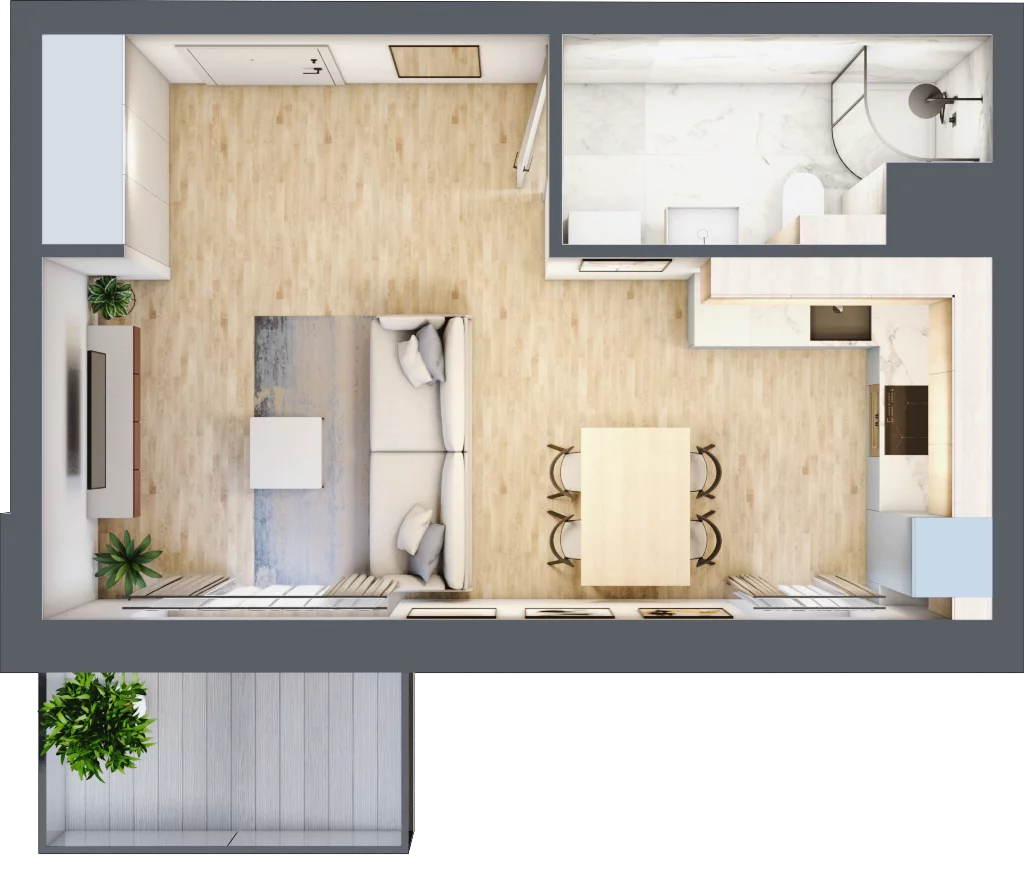 1 pokój, mieszkanie 30,20 m², piętro 2, oferta nr 9B.28, Zielona Przystań, Poznań, Naramowice, ul. Błażeja 9
