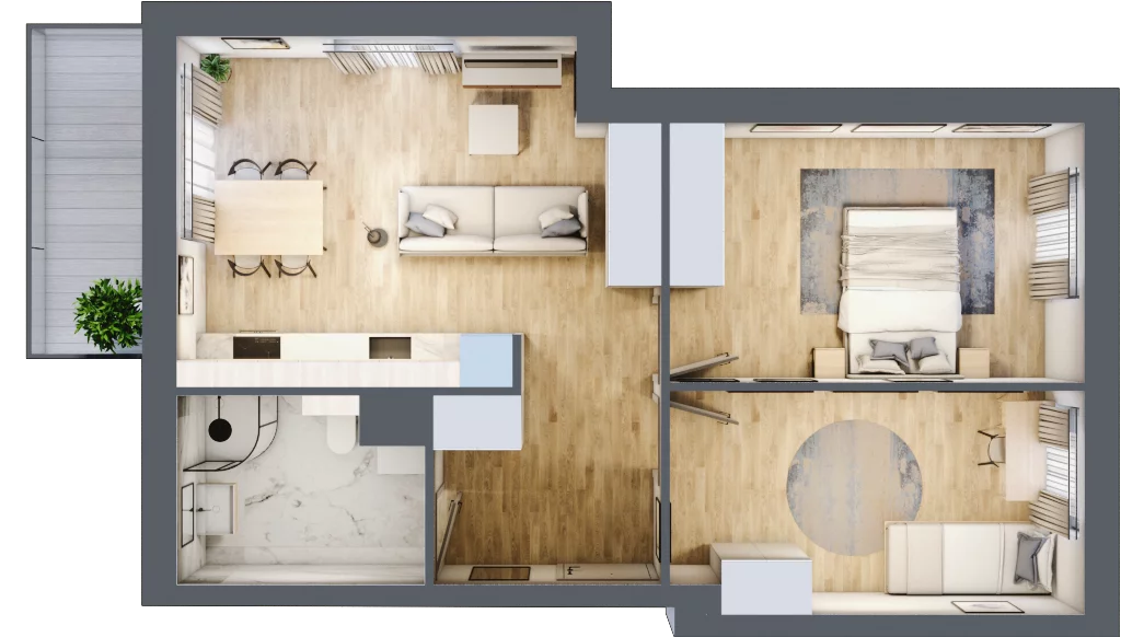 3 pokoje, mieszkanie 58,15 m², piętro 1, oferta nr 9B.26, Zielona Przystań, Poznań, Naramowice, ul. Błażeja 9