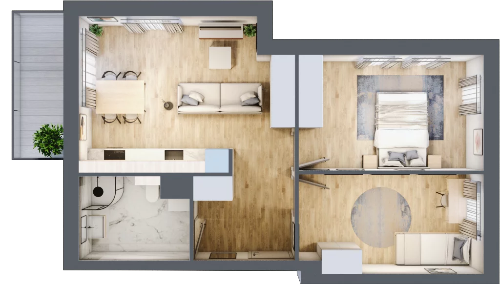 3 pokoje, mieszkanie 58,15 m², piętro 2, oferta nr 9B.29, Zielona Przystań, Poznań, Naramowice, ul. Błażeja 9
