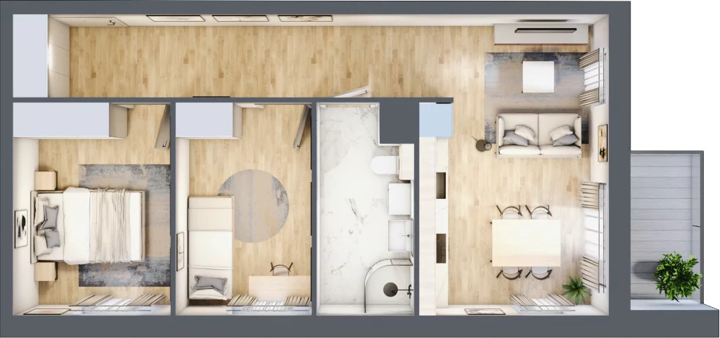 3 pokoje, mieszkanie 56,25 m², piętro 2, oferta nr 9B.14, Zielona Przystań, Poznań, Naramowice, ul. Błażeja 9