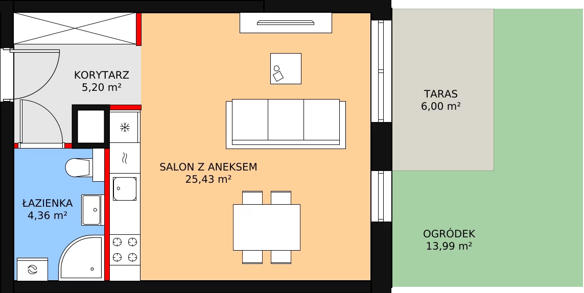 Mieszkanie 35,36 m², parter, oferta nr 9B.2, Zielona Przystań, Poznań, Naramowice, ul. Błażeja 9