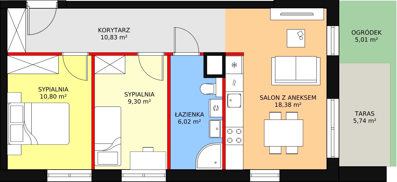 Mieszkanie 56,25 m², parter, oferta nr 9B.4, Zielona Przystań, Poznań, Naramowice, ul. Błażeja 9