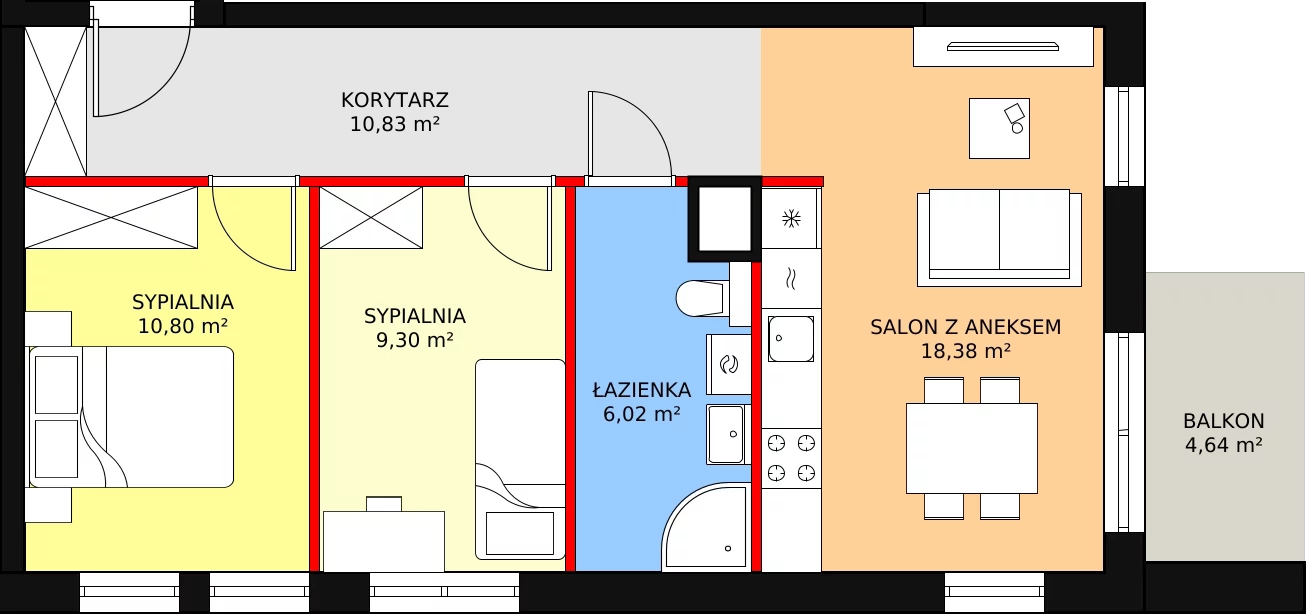 Mieszkanie 56,25 m², piętro 1, oferta nr 9B.9, Zielona Przystań, Poznań, Naramowice, ul. Błażeja 9