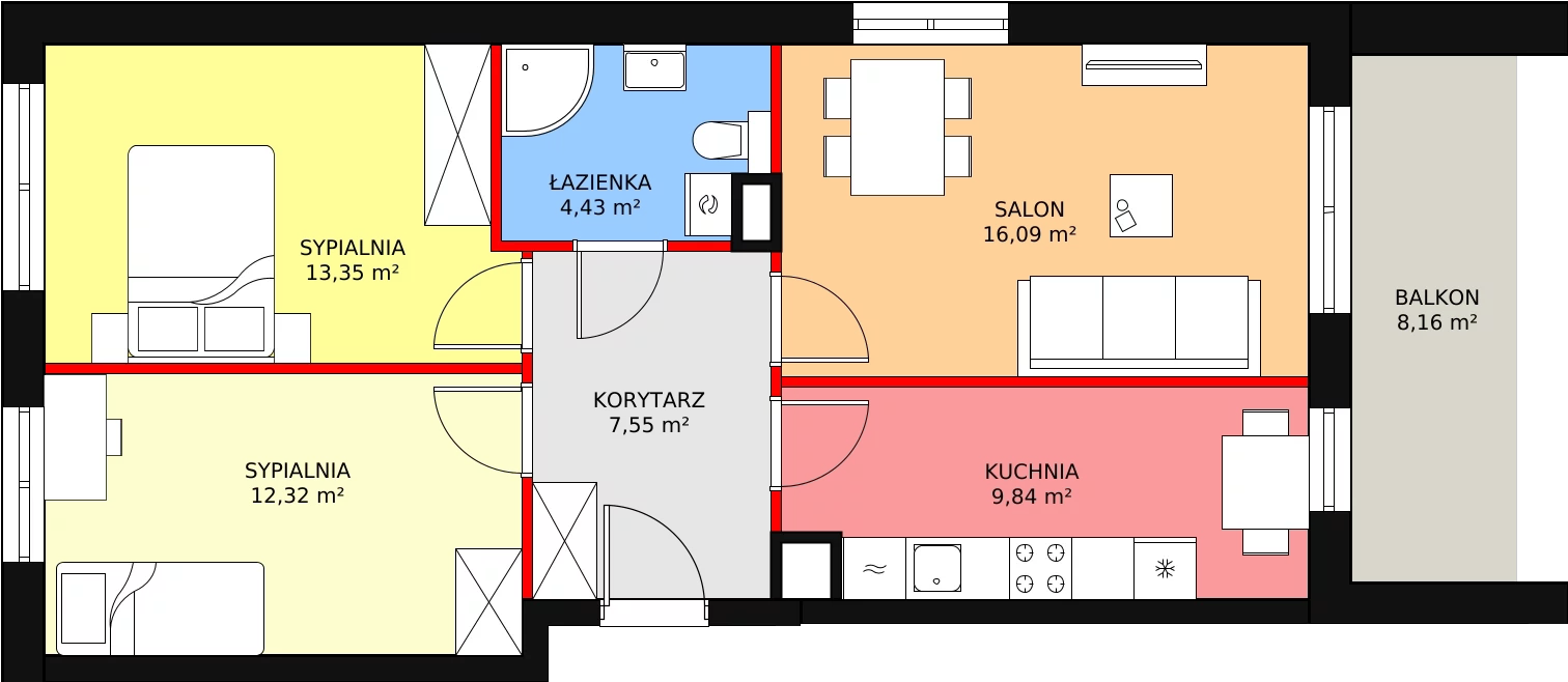 Mieszkanie 64,74 m², piętro 2, oferta nr 9B.11, Zielona Przystań, Poznań, Naramowice, ul. Błażeja 9