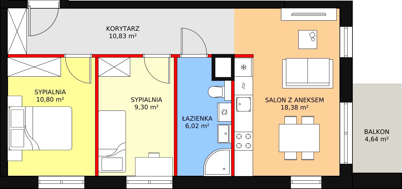 Mieszkanie 56,25 m², piętro 2, oferta nr 9B.14, Zielona Przystań, Poznań, Naramowice, ul. Błażeja 9