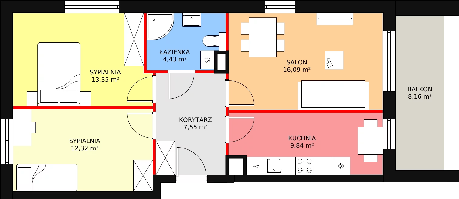 Mieszkanie 64,74 m², piętro 3, oferta nr 9B.16, Zielona Przystań, Poznań, Naramowice, ul. Błażeja 9