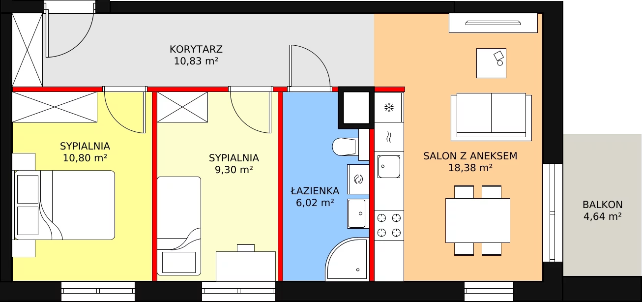 Mieszkanie 56,25 m², piętro 3, oferta nr 9B.19, Zielona Przystań, Poznań, Naramowice, ul. Błażeja 9