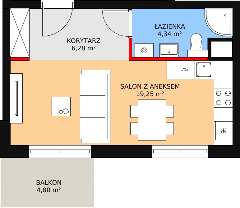 1 pokój, mieszkanie 30,20 m², parter, oferta nr 9B.22, Zielona Przystań, Poznań, Naramowice, ul. Błażeja 9