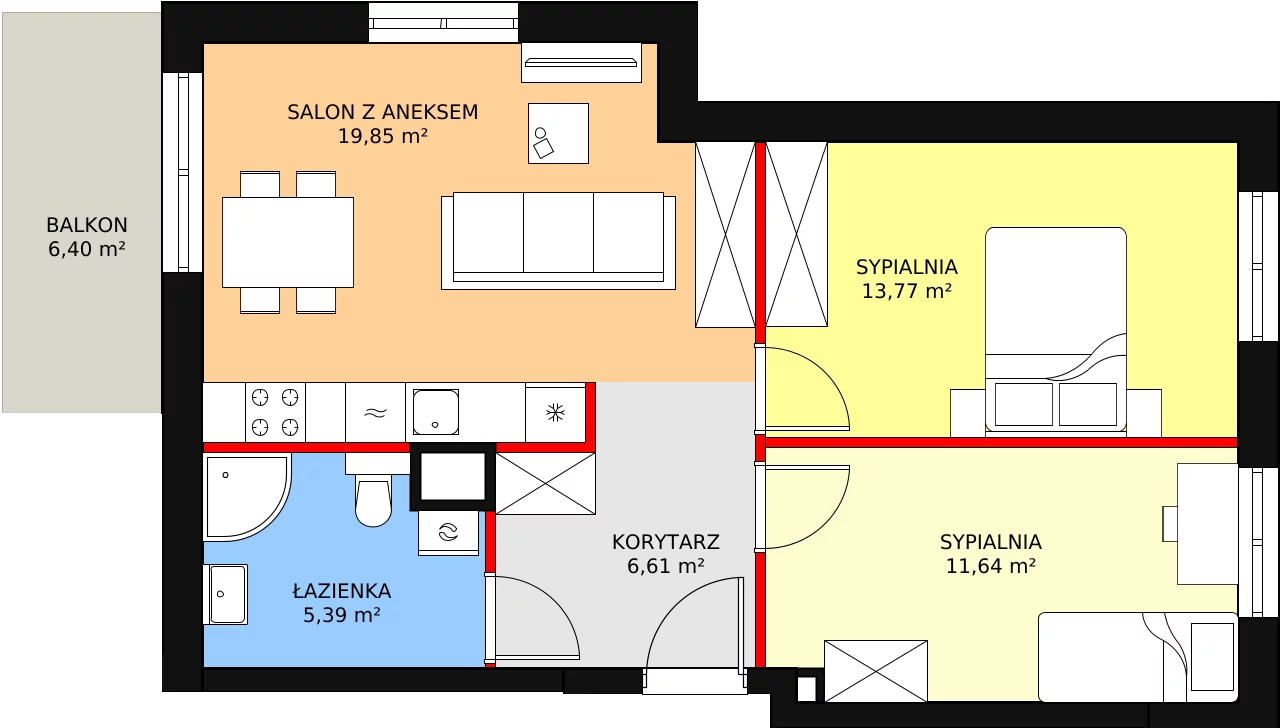 Mieszkanie 58,15 m², piętro 1, oferta nr 9B.26, Zielona Przystań, Poznań, Naramowice, ul. Błażeja 9