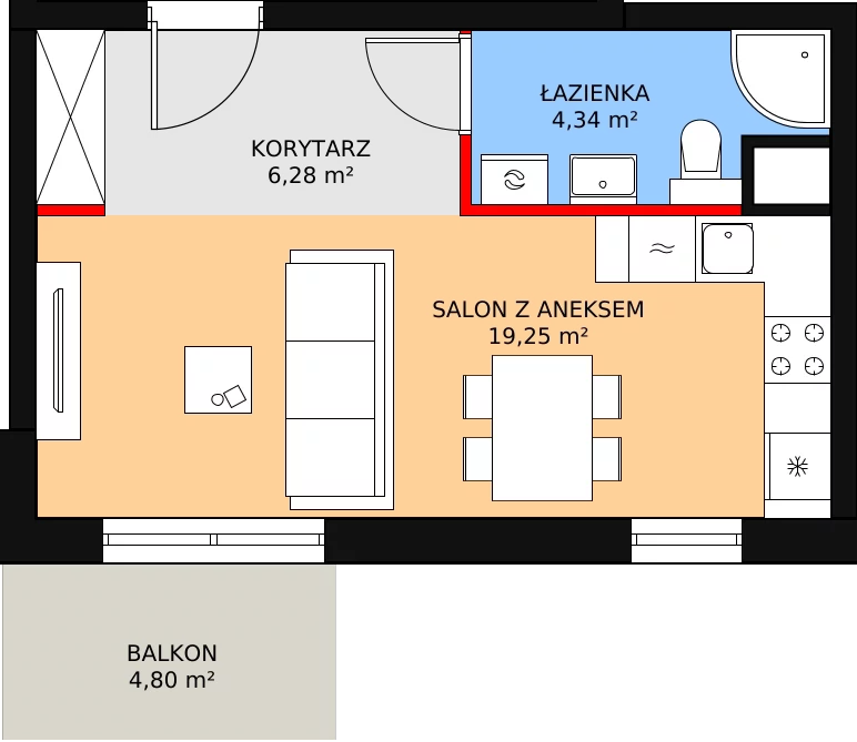 Mieszkanie 30,20 m², piętro 2, oferta nr 9B.28, Zielona Przystań, Poznań, Naramowice, ul. Błażeja 9