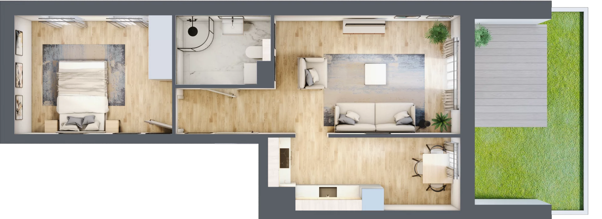 2 pokoje, mieszkanie 48,38 m², parter, oferta nr 9B.1, Zielona Przystań, Poznań, Naramowice, ul. Błażeja 9