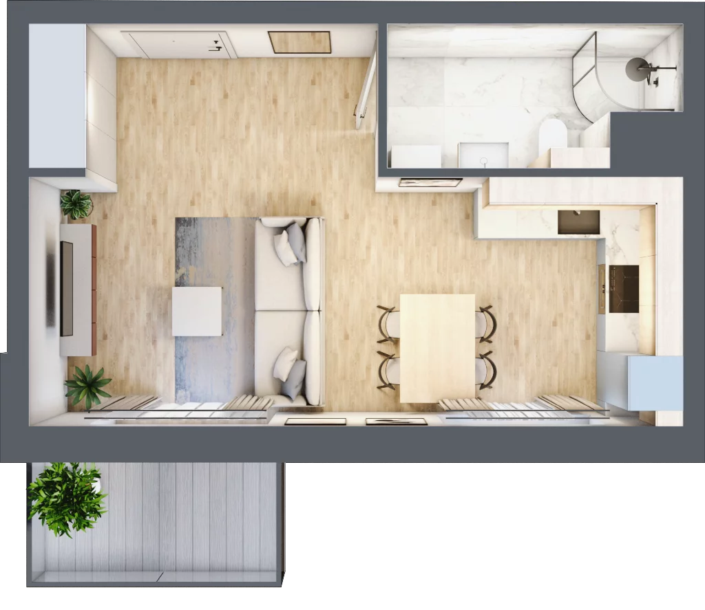 1 pokój, mieszkanie 30,20 m², parter, oferta nr 9B.22, Zielona Przystań, Poznań, Naramowice, ul. Błażeja 9