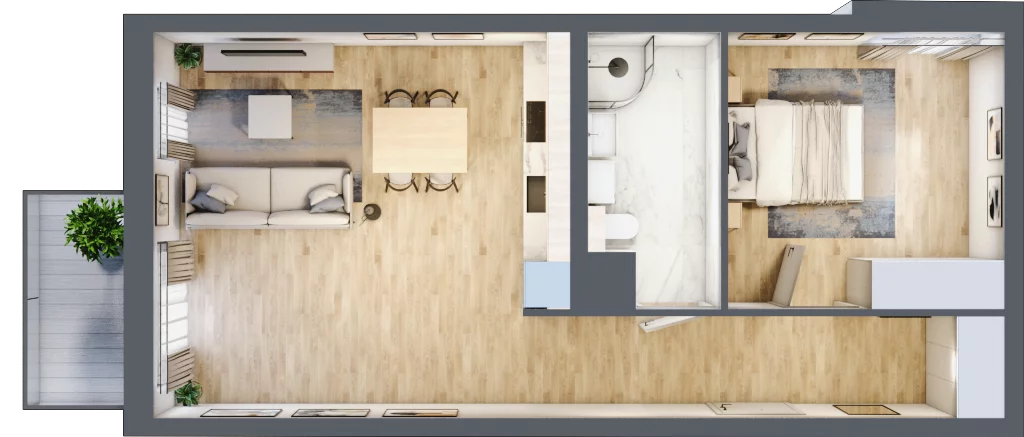 2 pokoje, mieszkanie 53,68 m², parter, oferta nr 9B.5, Zielona Przystań, Poznań, Naramowice, ul. Błażeja 9