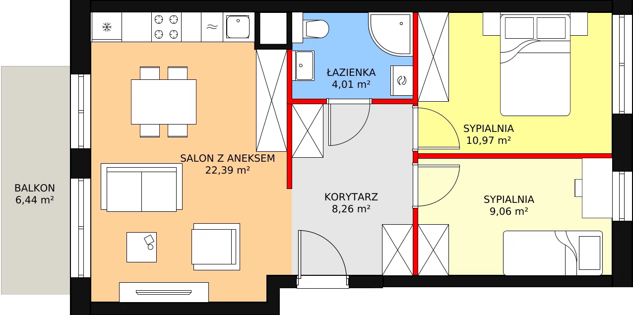 3 pokoje, mieszkanie 55,48 m², piętro 1, oferta nr 9C.4, Zielona Przystań, Poznań, Naramowice, ul. Błażeja 9