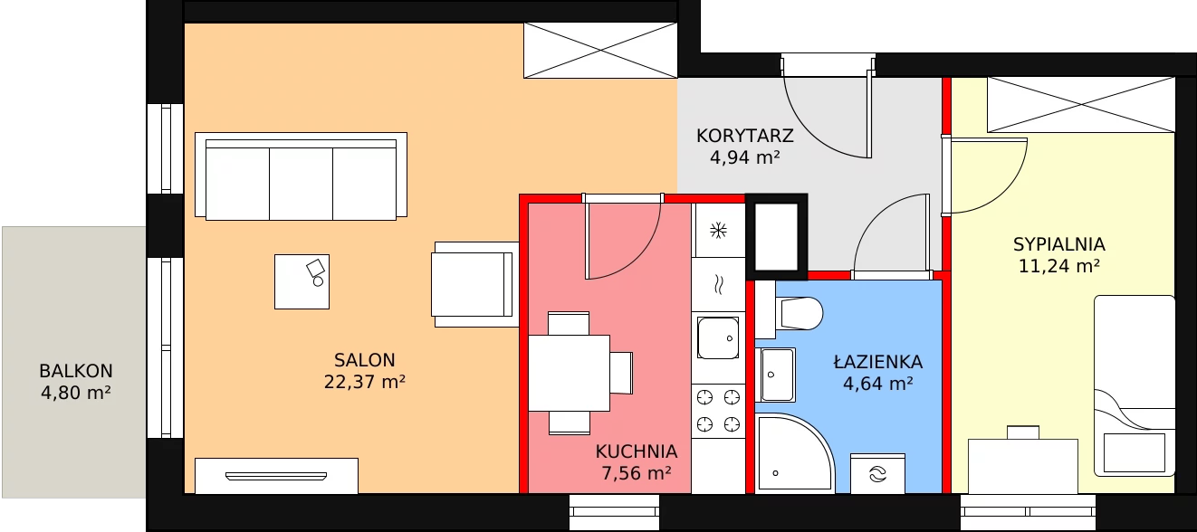 2 pokoje, mieszkanie 51,51 m², piętro 1, oferta nr 9C.5, Zielona Przystań, Poznań, Naramowice, ul. Błażeja 9