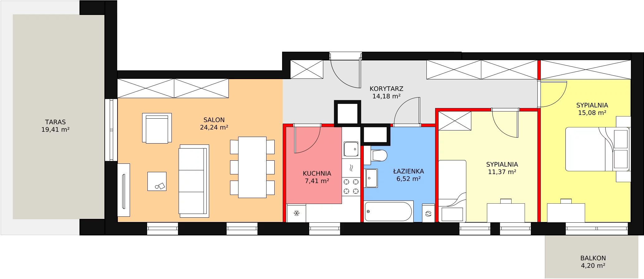 3 pokoje, mieszkanie 78,80 m², piętro 5, oferta nr 9C.40, Zielona Przystań, Poznań, Naramowice, ul. Błażeja 9