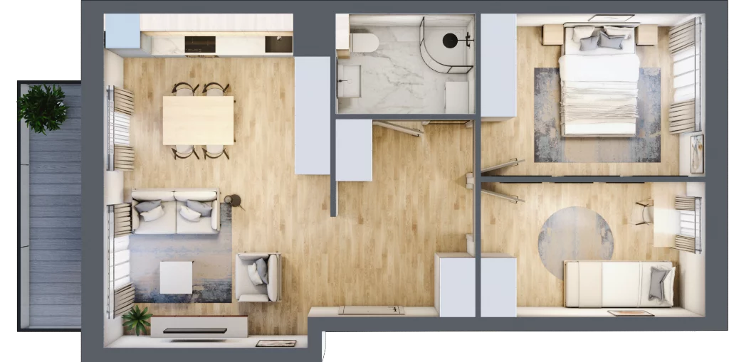 3 pokoje, mieszkanie 55,48 m², piętro 1, oferta nr 9C.4, Zielona Przystań, Poznań, Naramowice, ul. Błażeja 9
