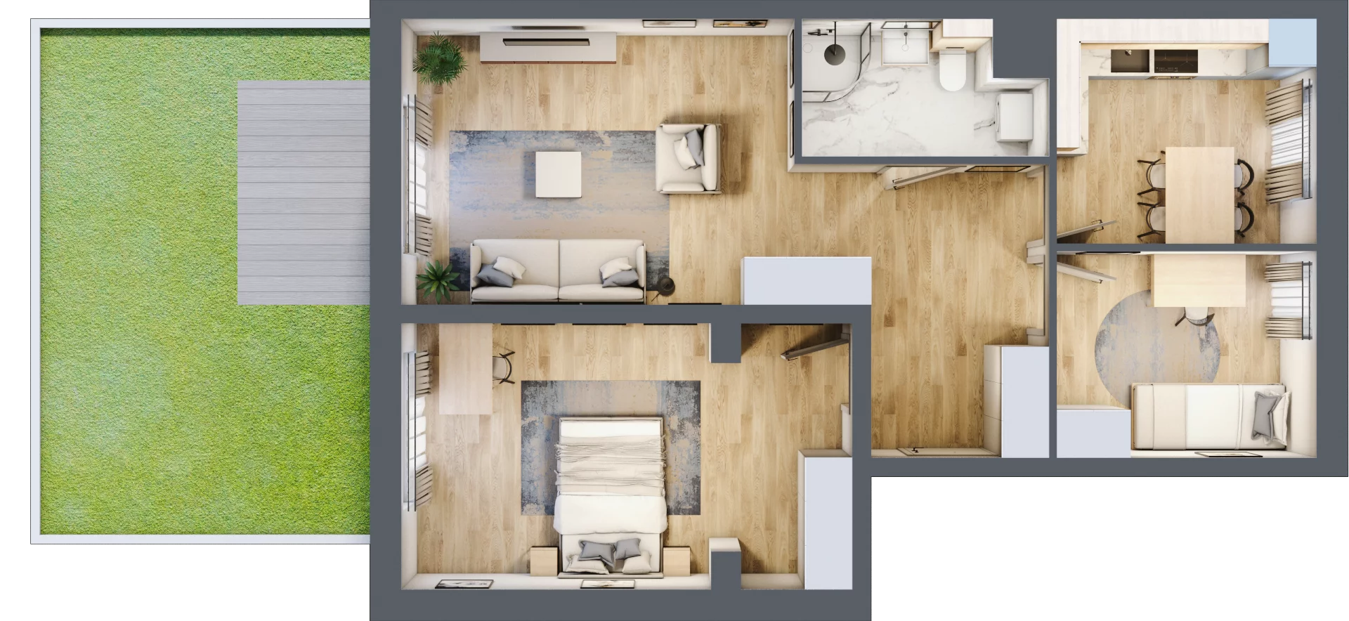 3 pokoje, mieszkanie 68,47 m², parter, oferta nr 33, Zielona Przystań, Poznań, Naramowice, ul. Błażeja 9
