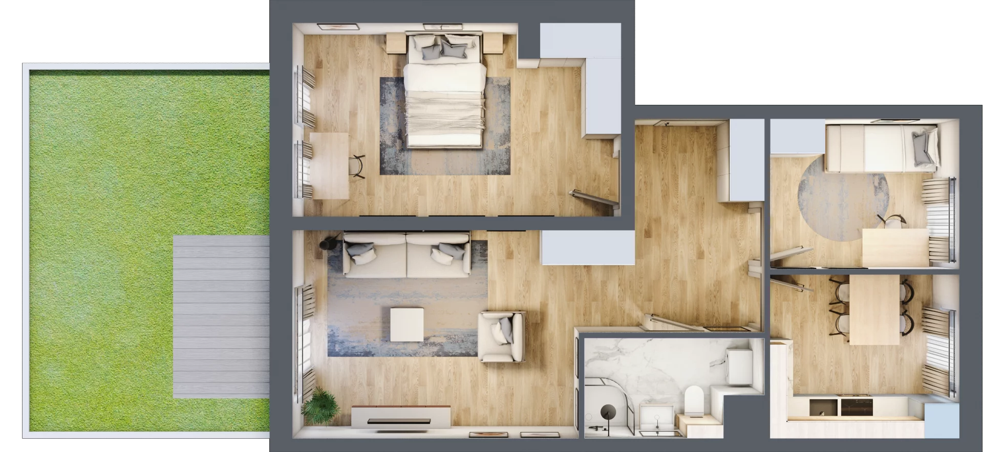 3 pokoje, mieszkanie 68,60 m², parter, oferta nr 24, Zielona Przystań, Poznań, Naramowice, ul. Błażeja 9