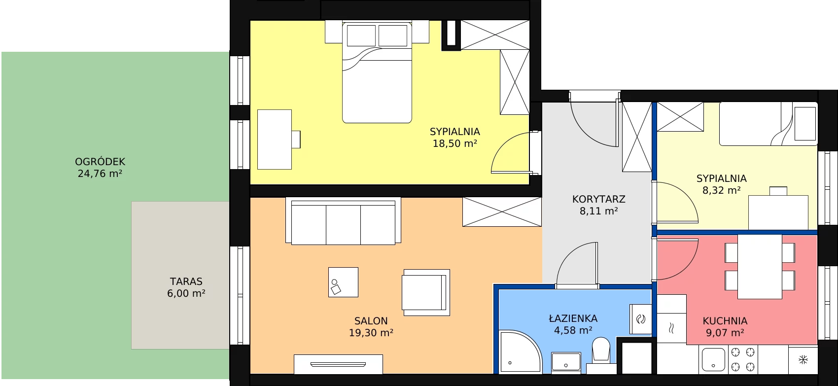 Zalety mieszkania 68.6 m², 24
