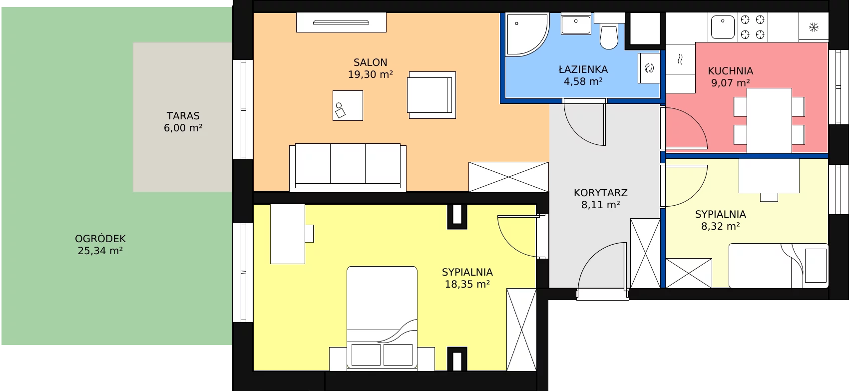 Zalety mieszkania 68.47 m², 33