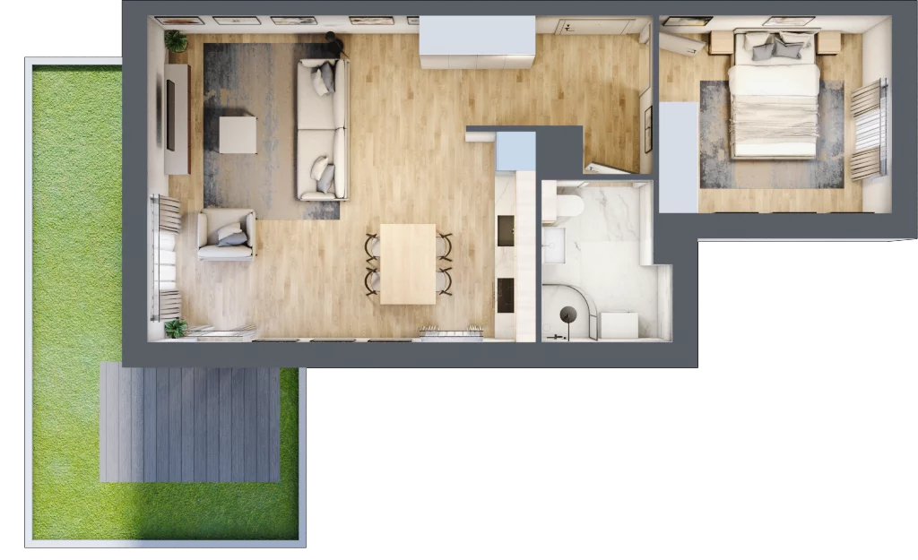 2 pokoje, mieszkanie 49,49 m², parter, oferta nr 34, Zielona Przystań, Poznań, Naramowice, ul. Błażeja 9