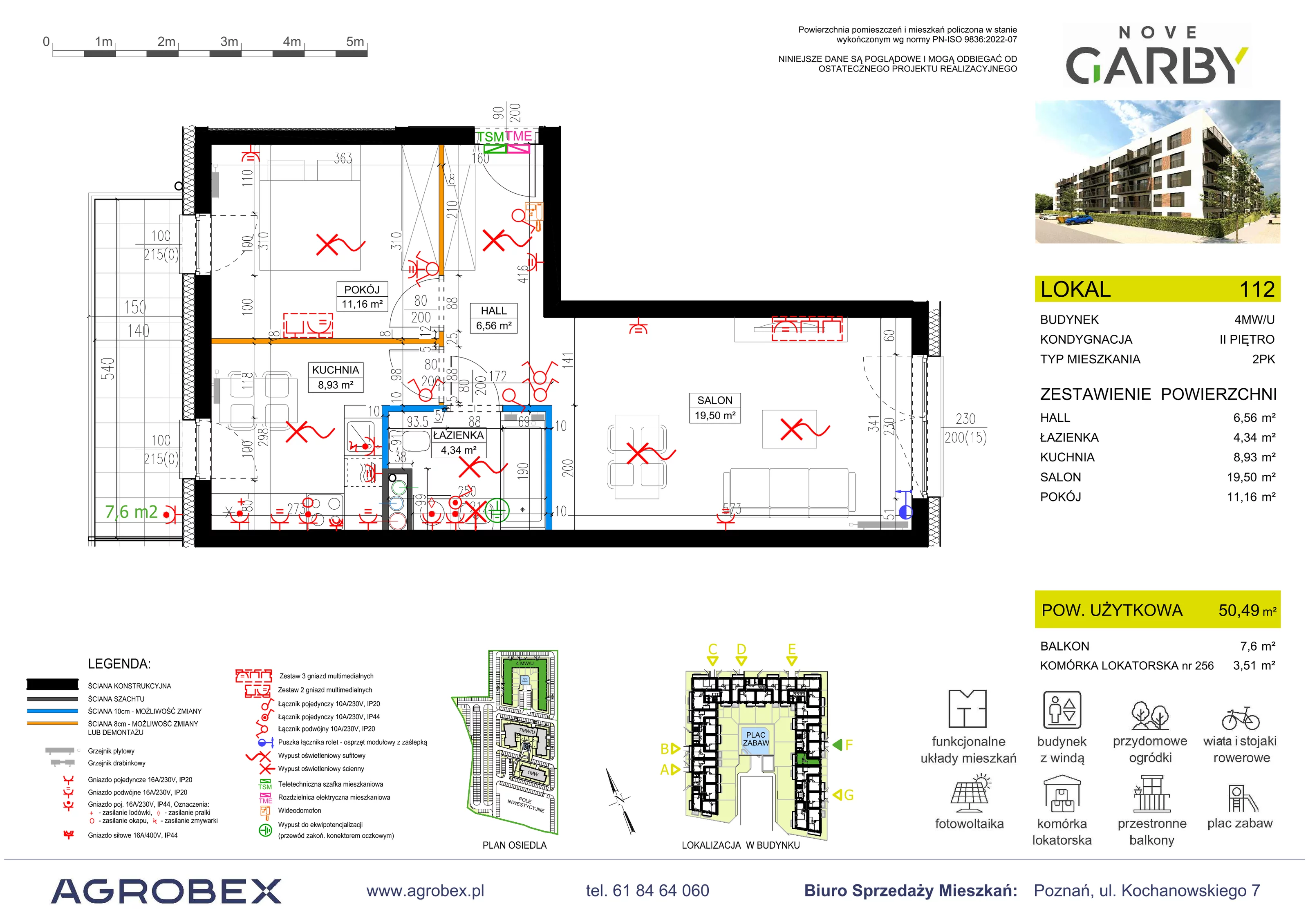 2 pokoje, mieszkanie 50,49 m², piętro 2, oferta nr 112, Nove Garby - Etap 2, Garby, ul. Tulecka