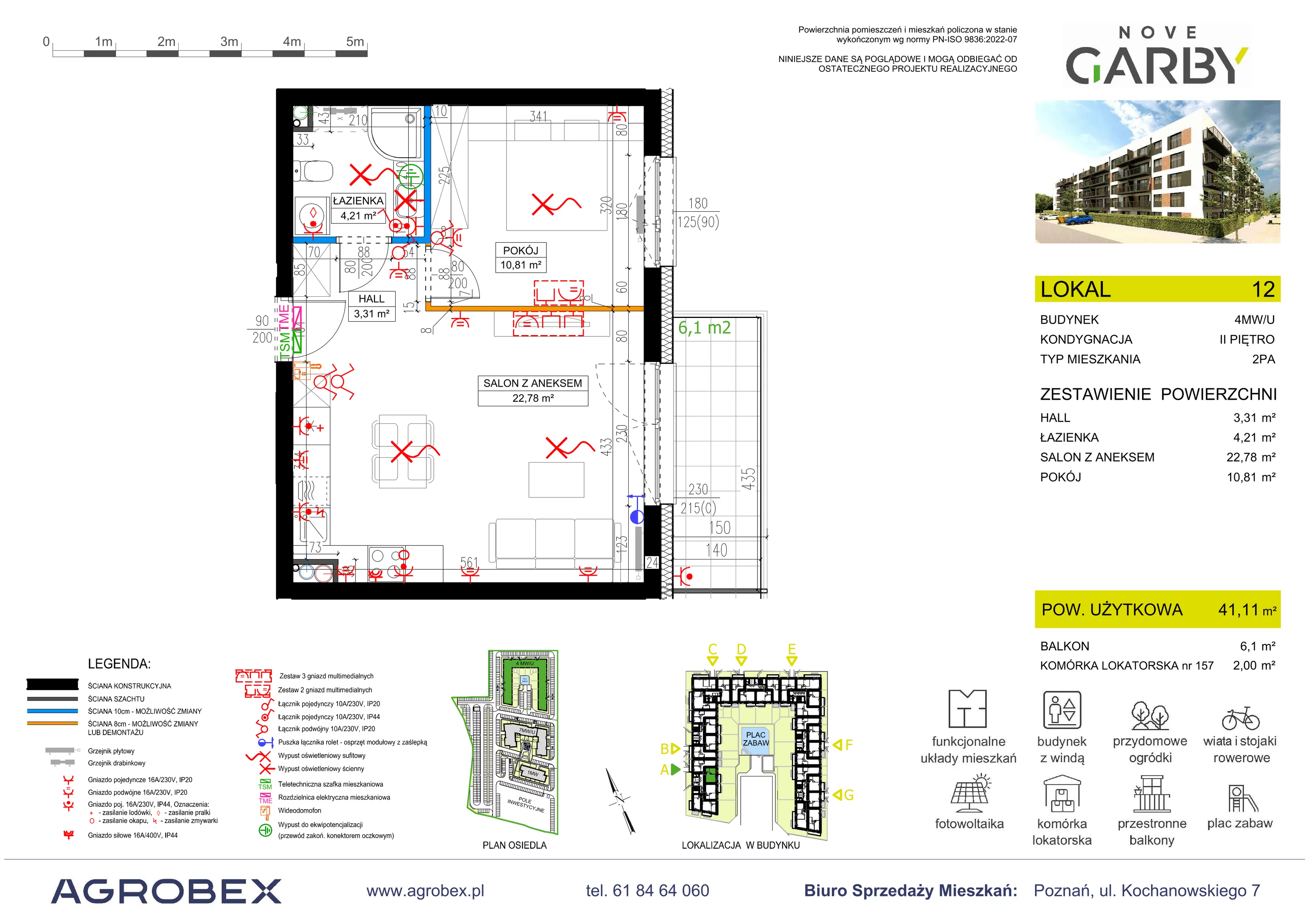 2 pokoje, mieszkanie 41,11 m², piętro 2, oferta nr 12, Nove Garby - Etap 2, Garby, ul. Tulecka