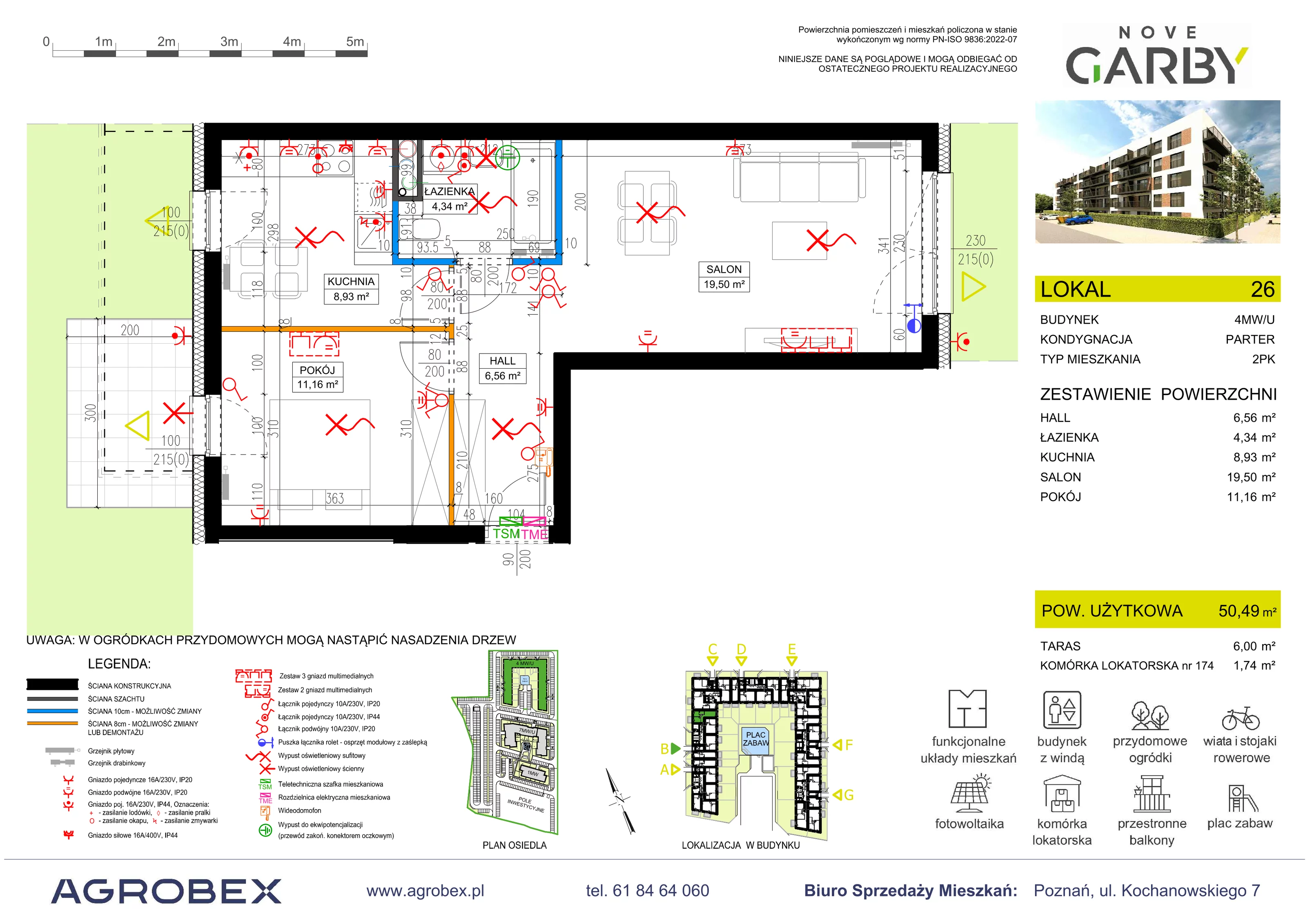 2 pokoje, mieszkanie 50,49 m², parter, oferta nr 26, Nove Garby - Etap 2, Garby, ul. Tulecka