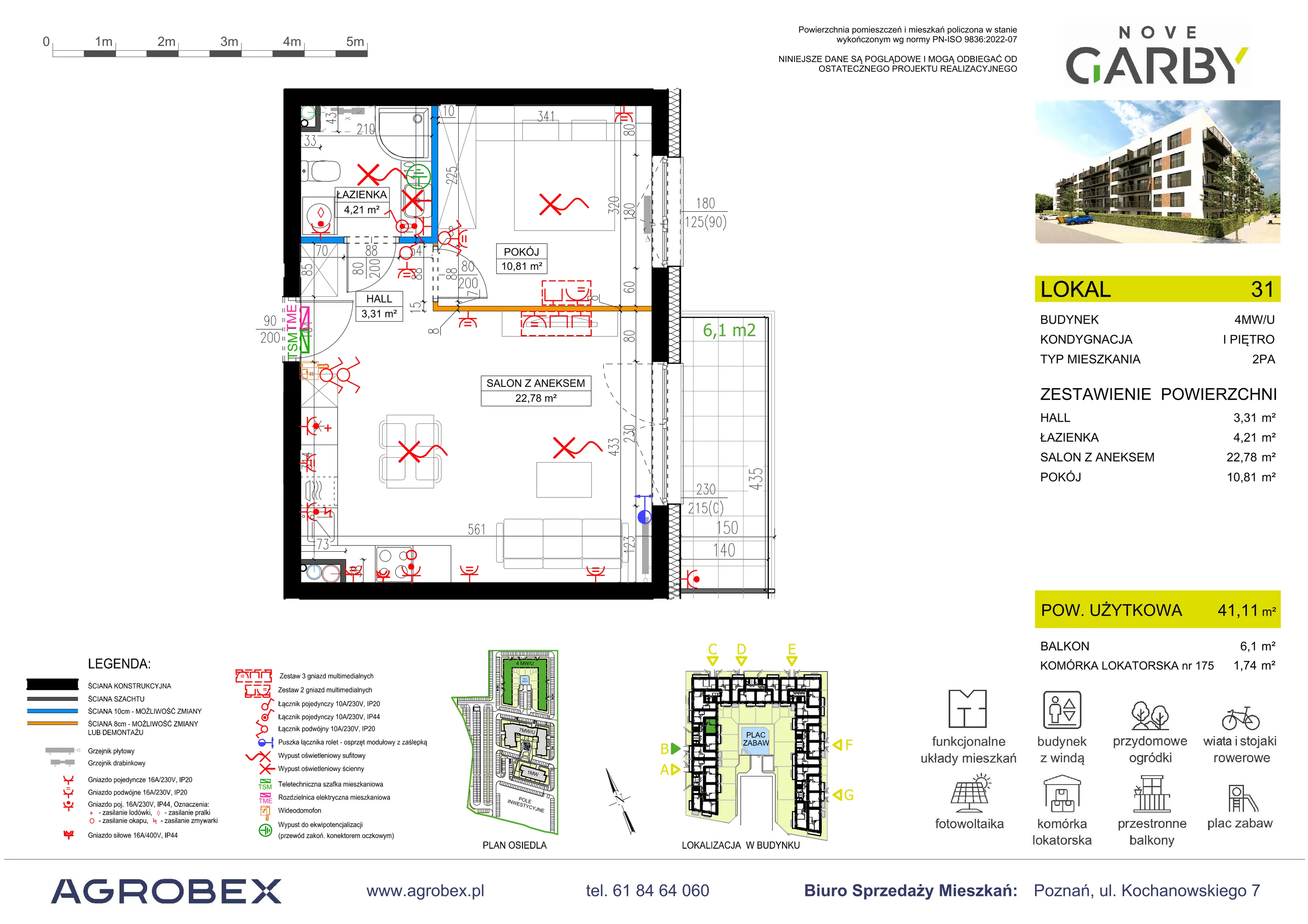2 pokoje, mieszkanie 41,11 m², piętro 1, oferta nr 31, Nove Garby - Etap 2, Garby, ul. Tulecka