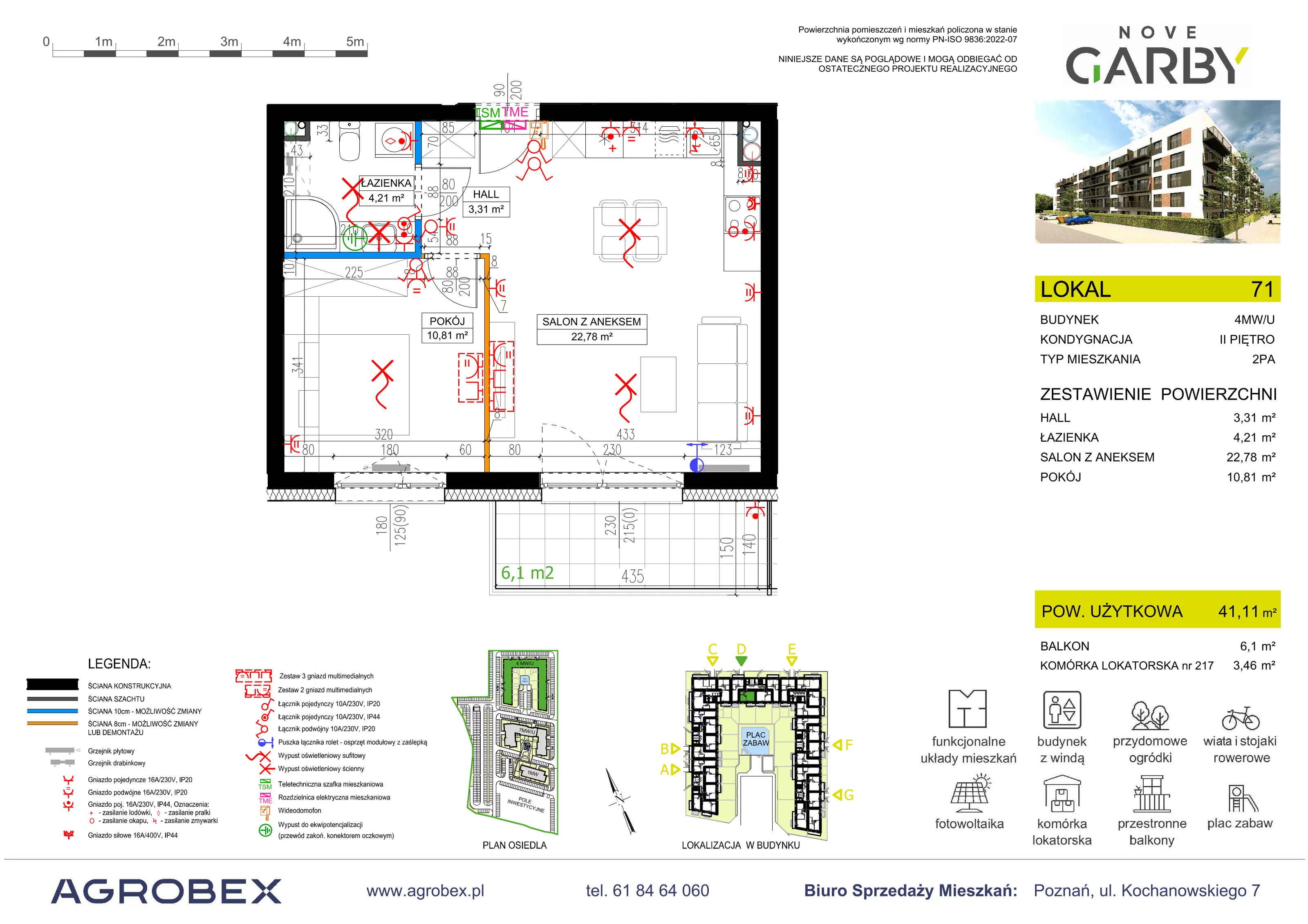 2 pokoje, mieszkanie 41,11 m², piętro 2, oferta nr 71, Nove Garby - Etap 2, Garby, ul. Tulecka
