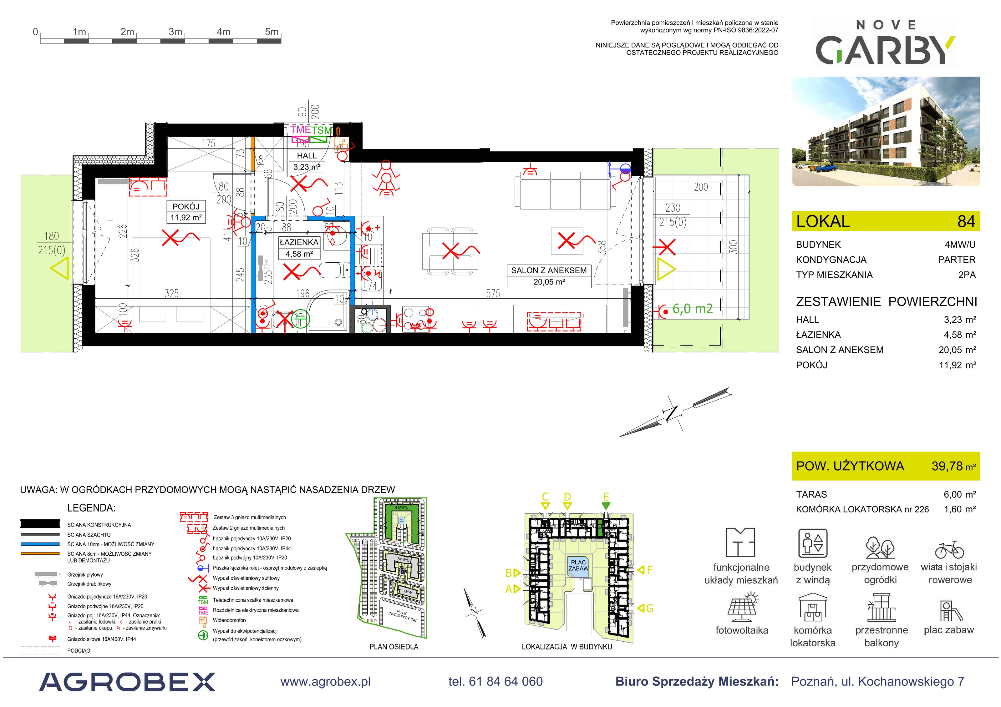 2 pokoje, mieszkanie 39,78 m², parter, oferta nr 84, Nove Garby - Etap 2, Garby, ul. Tulecka