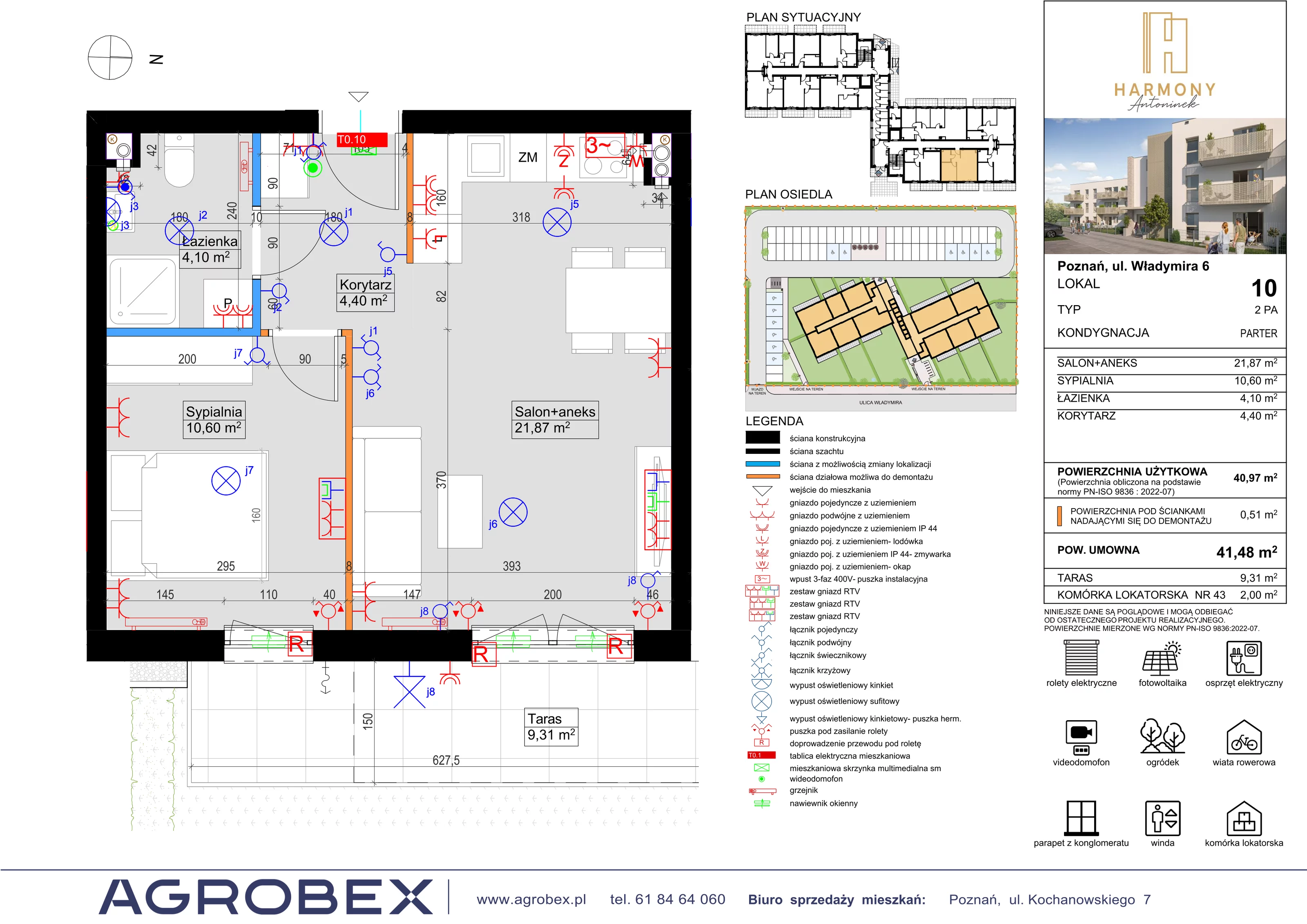2 pokoje, mieszkanie 40,97 m², parter, oferta nr 10, Harmony Antoninek, Poznań, Antoninek-Zieliniec-Kobylepole, Antoninek, ul. Władymira 6