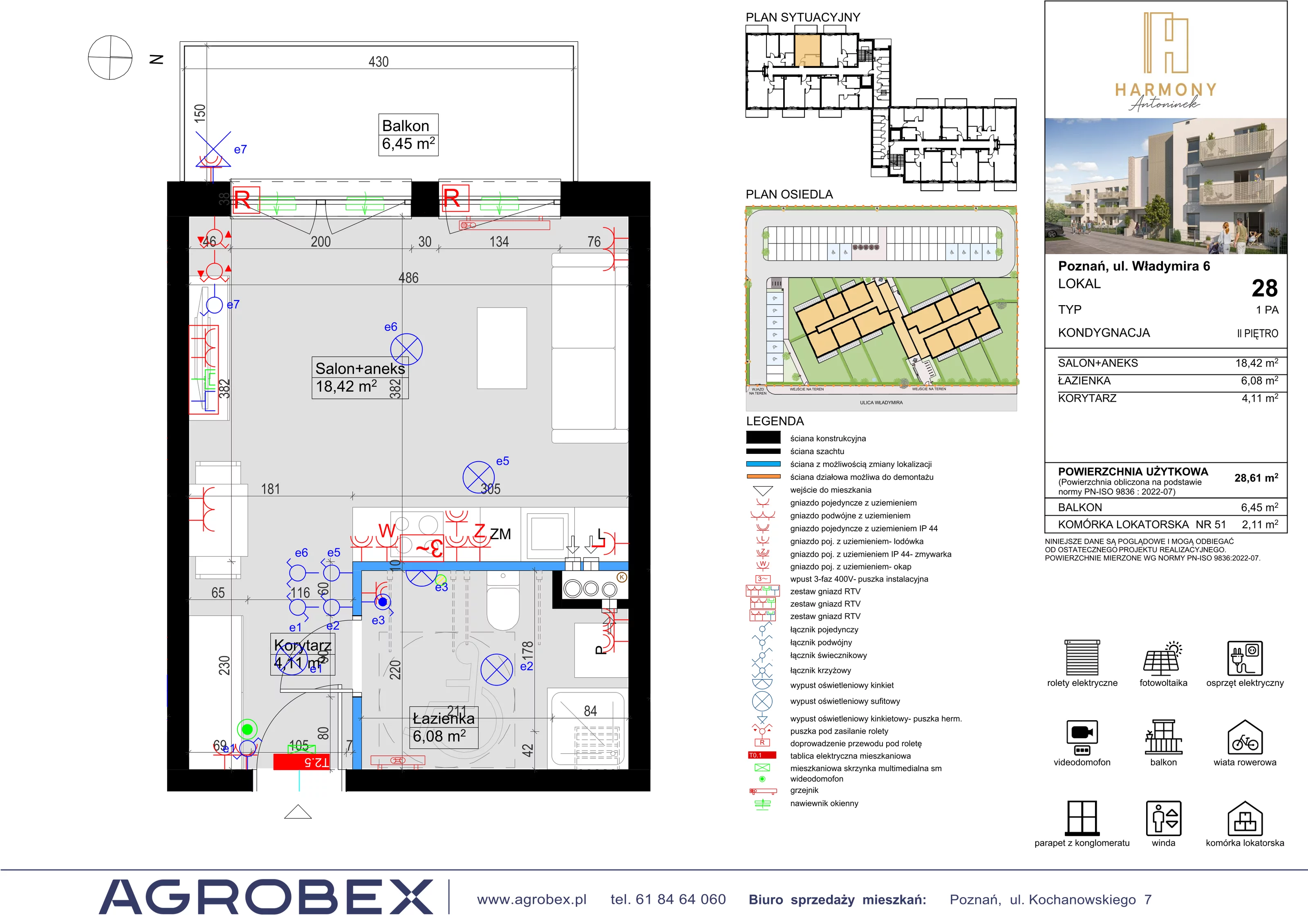 1 pokój, mieszkanie 28,61 m², piętro 2, oferta nr 28, Harmony Antoninek, Poznań, Antoninek-Zieliniec-Kobylepole, Antoninek, ul. Władymira 6