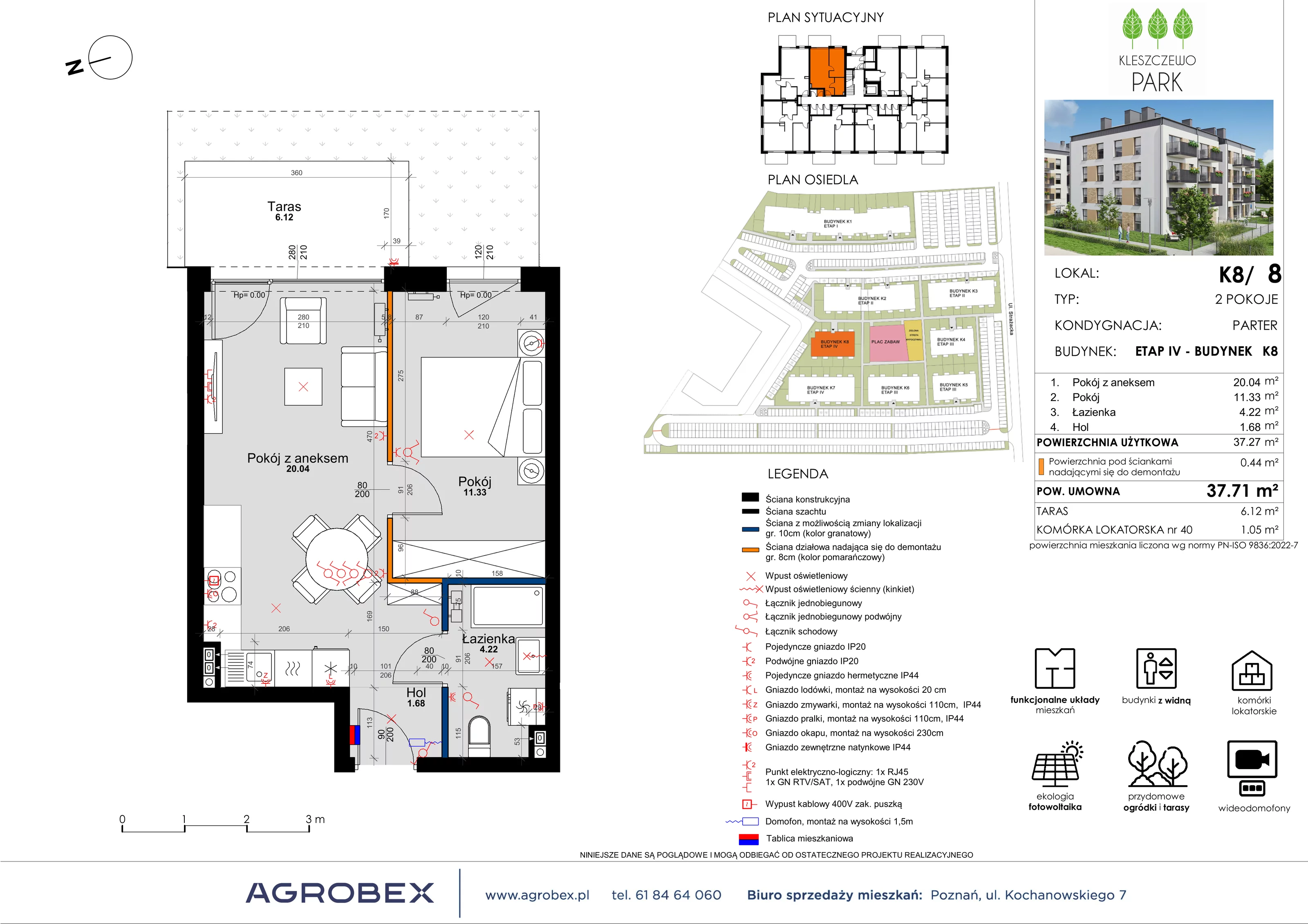 Mieszkanie 37,64 m², parter, oferta nr K8/8, Kleszczewo Park, Kleszczewo, ul. Wiesławy Szymborskiej 1